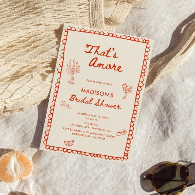 That's Amore Italian Hand Drawn Bridal Shower Invitation (Creator Uploaded)