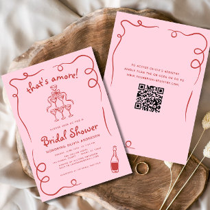 That's Amore Italian Hand Drawn Pink Bridal Shower Invitation