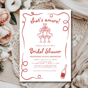 That's Amore Italian Hand Drawn Red Bridal Shower Invitation