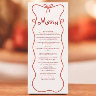 That's Amore Italian Hand Drawn Red Bridal Shower Menu