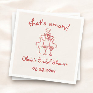 That's Amore! Italian Hand Drawn Red Bridal Shower Napkin