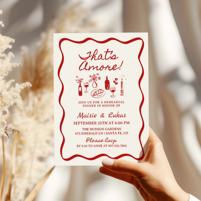 That's Amore Italian Illustration Rehearsal Dinner Invitation (Creator Uploaded)