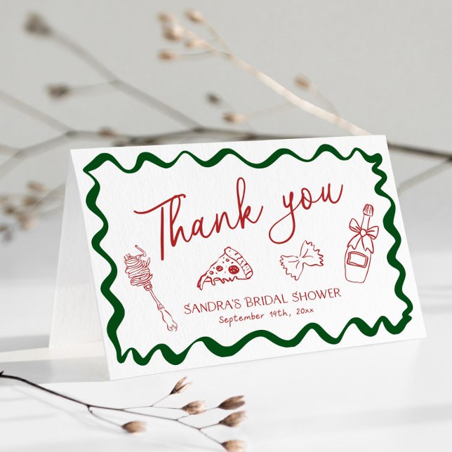 That's Amore Italian Love and Pizza Bridal Shower Thank You Card (That's amore italian bridal shower thank you card with love and pizza theme)