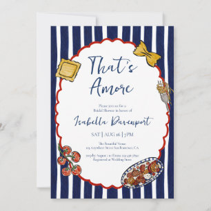 That's Amore Italian Pasta Coastal Bridal Shower Invitation