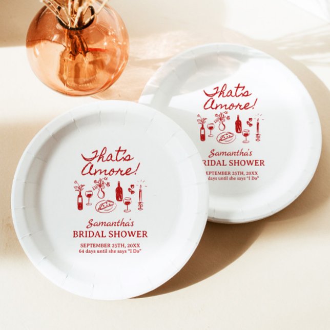 That's Amore Italian Pizza Bridal Shower Paper Plate (Creator Uploaded)