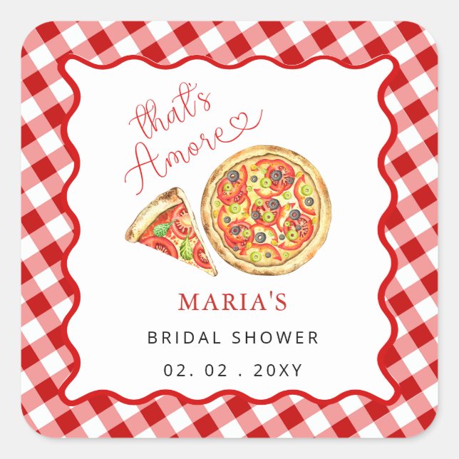Thats Amore Italian Pizza Party Bridal Shower Square Sticker (Front)