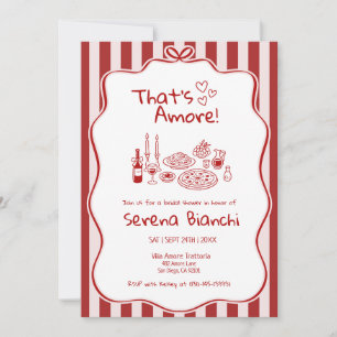 Thats Amore Italian Pizza Stripe bridal shower Invitation