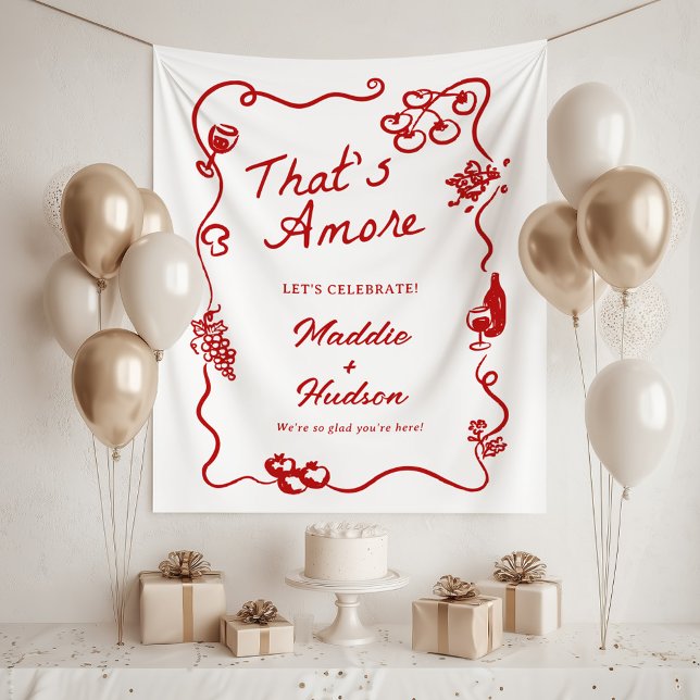 That's Amore Italian Theme Rehearsal Dinner Sign Tapestry (Creator Uploaded)