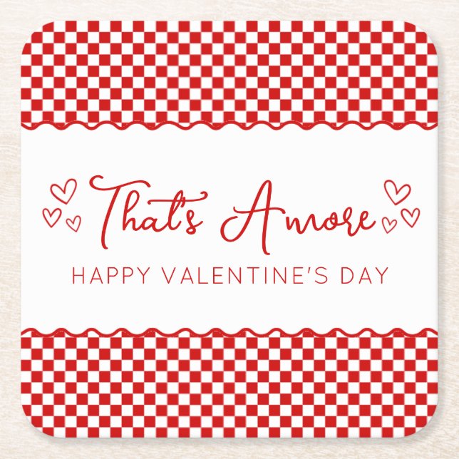 That's Amore! Italian Themed Valentine's Day Party Square Paper Coaster (Front)