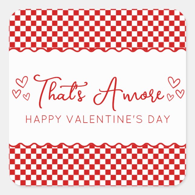 That's Amore! Italian Themed Valentine's Day Party Square Sticker (Front)