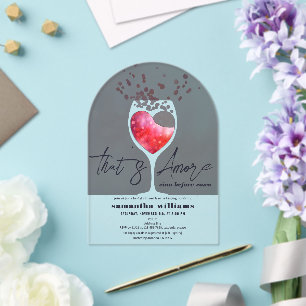 Thats Amore Italian Vino Before Vows Bridal Shower Acrylic Invitations