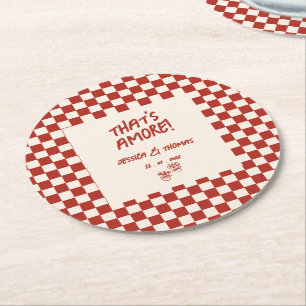 That's Amore Italian vintage Bridal Shower Round Paper Coaster
