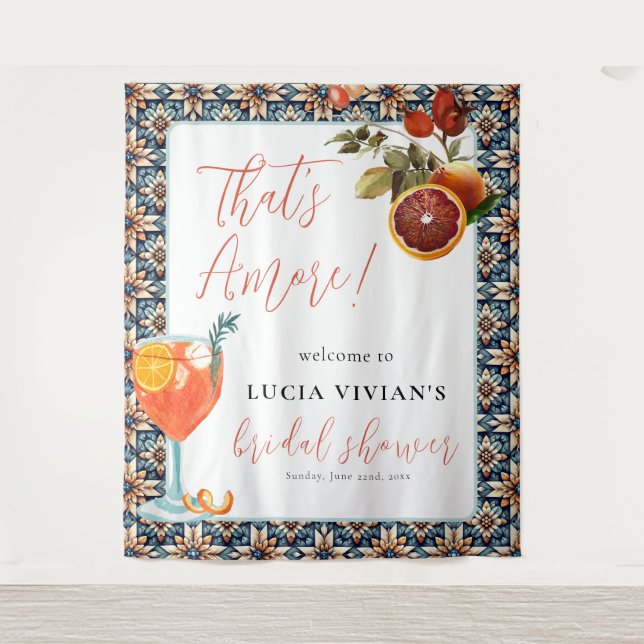That's Amore Juicy Orange Spritz Bridal Welcome Tapestry (Front)