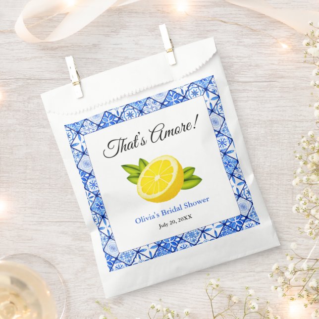 That's Amore | Mediterranean Lemon Bridal Shower Favour Bags (Clipped)