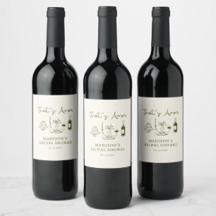 That's Amore Olive Green Hand Drawn Wine Label