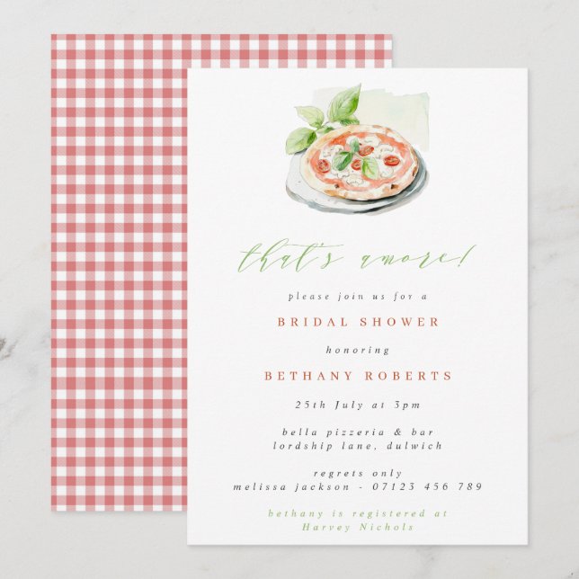 That's Amore Pizza Bridal Shower Invitation (Front/Back)
