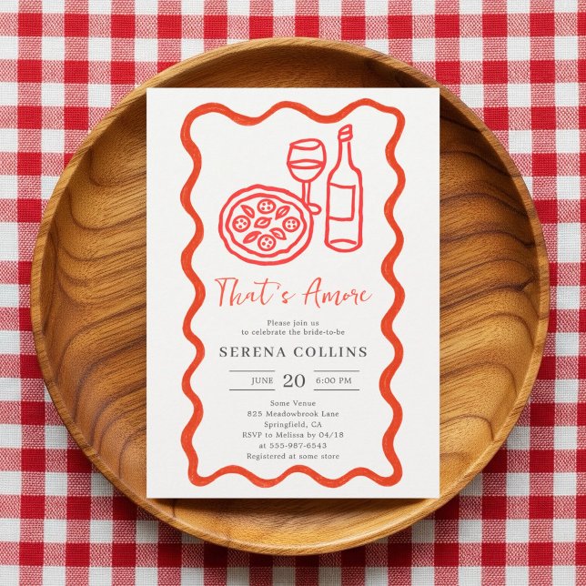 Thats Amore Pizza Wine Bridal Shower Invitation (Creator Uploaded)