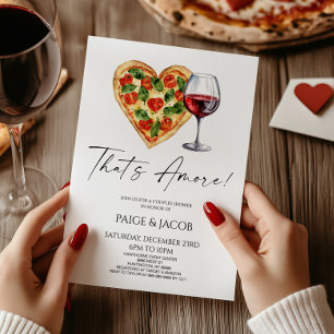 That's Amore! Pizza Wine Wedding Couples Shower Invitation