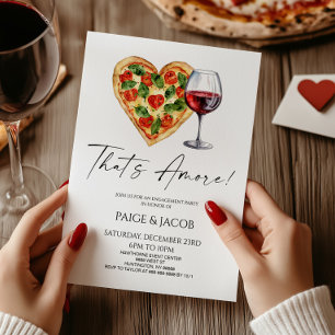 That's Amore! Pizza Wine Wedding Engagement Party Invitation