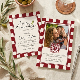 That's Amore Red Checkered Bridal Shower  Invitation