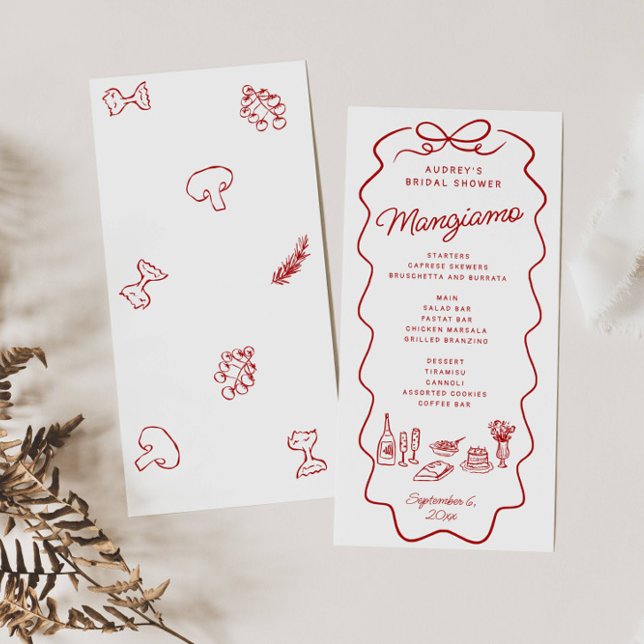 That's Amore Red Doodle Frame Bridal Shower Menu (Creator Uploaded)