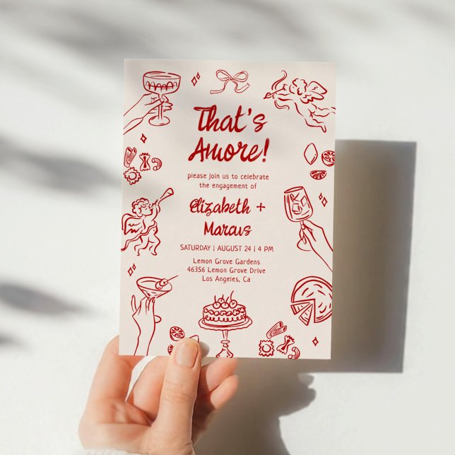 That's Amore! Red Italian Engagement Invitation (Creator Uploaded)