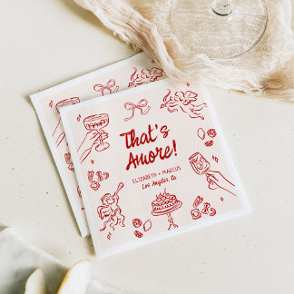 That's Amore! Red Italian Engagement Napkin