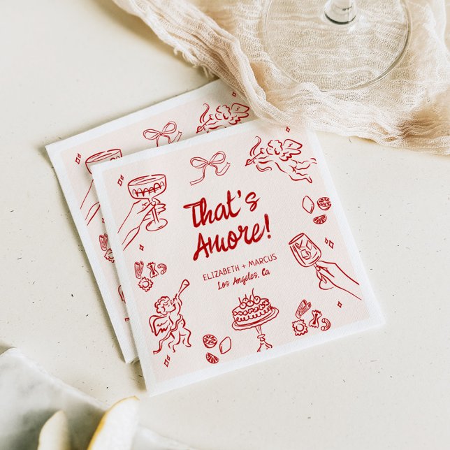 That's Amore! Red Italian Engagement Napkin (Creator Uploaded)