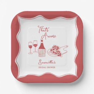 That's Amore Red Italian Pizza Wine Bridal Shower Paper Plate