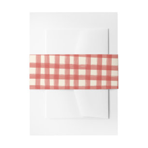 That's Amore Red Plaid Gingham Custom Invitation Belly Band