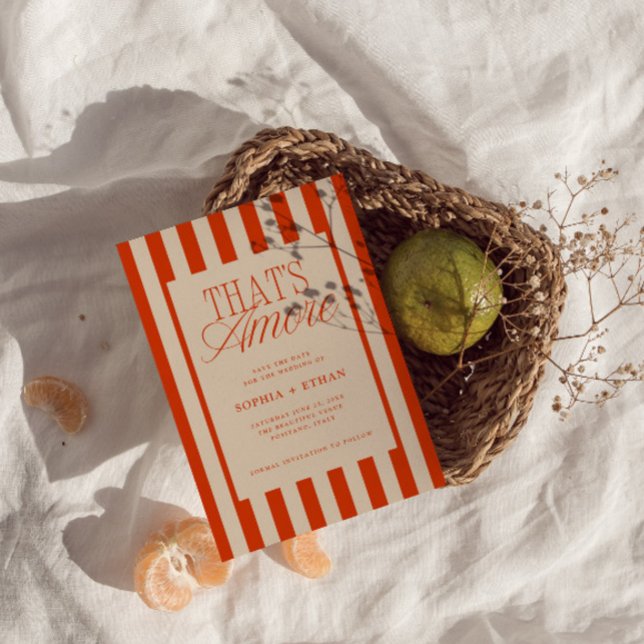 That's Amore Red Stripes Wedding Save The Date (Creator Uploaded)