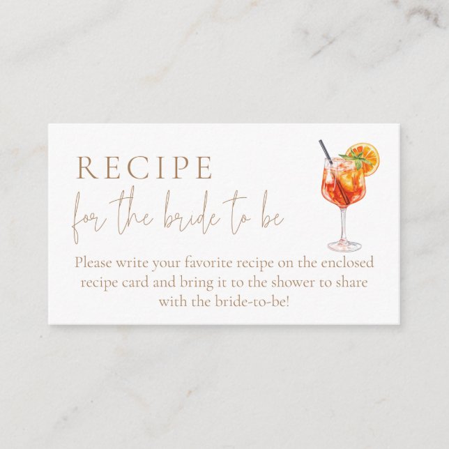 That's Amore Shower Recipe for the Bride to be Enclosure Card (Front)