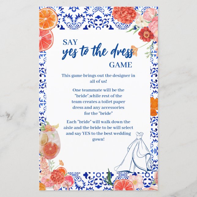Thats amore shower yes to the dress game card (Front)