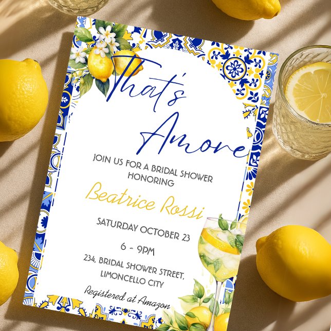 That's Amore Spritz Italian Tiles Bridal Shower Invitation (That's Amore Spritz Italian Tiles Bridal Shower Invitation)