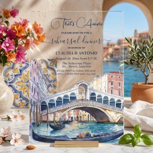 That's Amore Watercolor Venice Rehearsal Dinner Acrylic Invitations