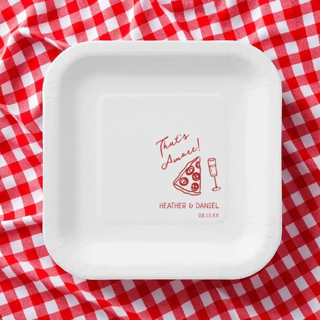 That's Amore Wedding Italy Pizza Party Pizza Bar Paper Plate (Creator Uploaded)