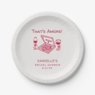 That's Amore Whimsical Hand Drawn Bridal Shower Paper Plate
