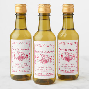 That's Amore Whimsical Hand Drawn Bridal Shower Wine Label