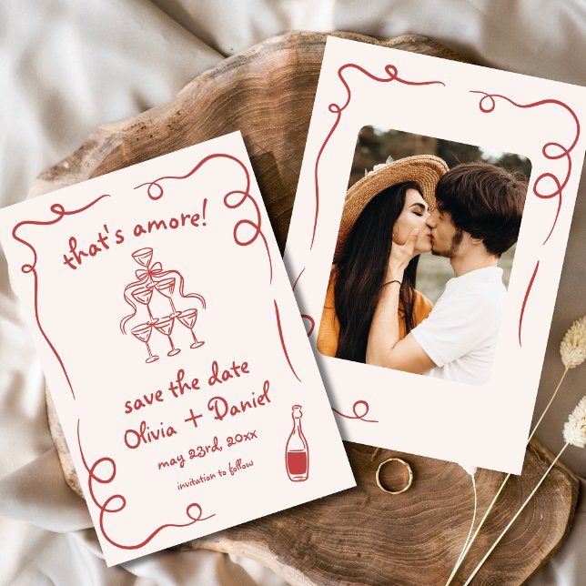That's Amore Whimsical Hand Drawn Photo  Save The Date (Creator Uploaded)