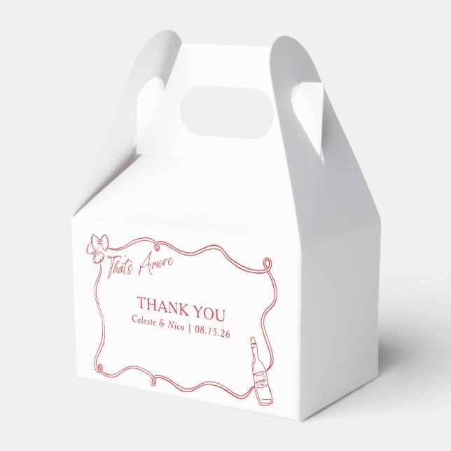 That's Amore Whimsical Hand Drawn Wedding Favour Box (Front Side)