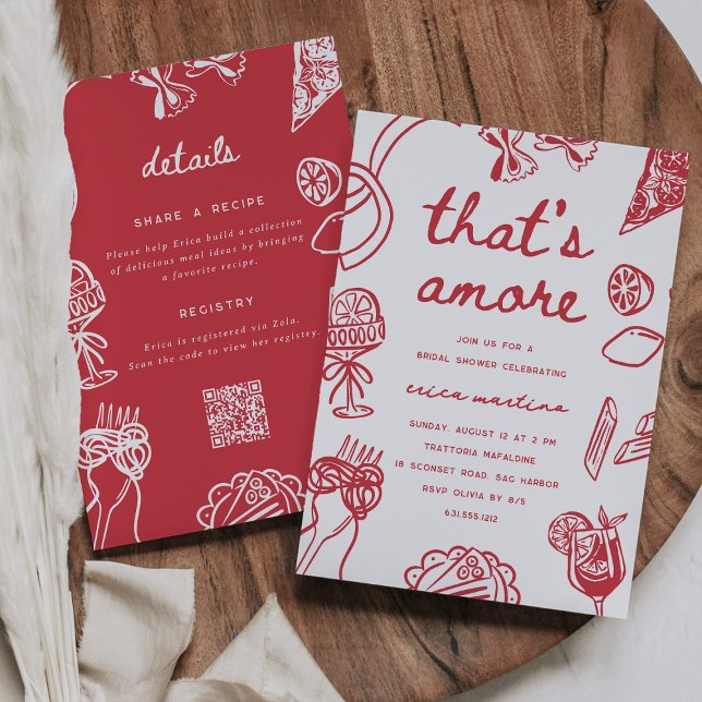 "That's Amore" Whimsical Italian Bridal Shower Invitation (Creator Uploaded)