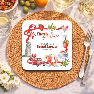 That's Amore Whimsical Italian Bridal Shower Square Paper Coaster