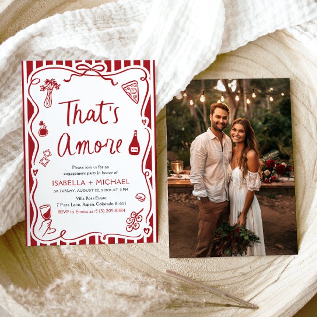 That's Amore Whimsical Italian Engagement Party Invitation (Watercolor That's Amore Whimsical Italian Engagement Party Invitation)