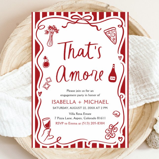 That's Amore Whimsical Italian Engagement Party Invitation (Watercolor That's Amore Whimsical Italian Engagement Party Invitation)