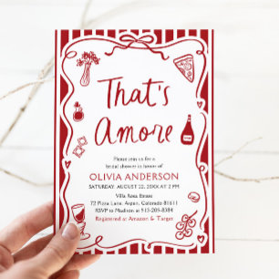 That's Amore Whimsical Italian Pizza Bridal Shower Invitation