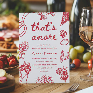 "That's Amore" Whimsical Italian Rehearsal Dinner Invitation