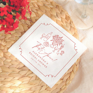 That's Amore! Whimsical Pizza & Wine Bridal Shower Napkin
