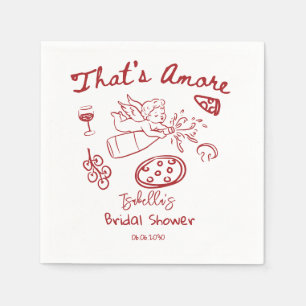 That's Amore Whimsical Red Hand Drawn Italian Napkin