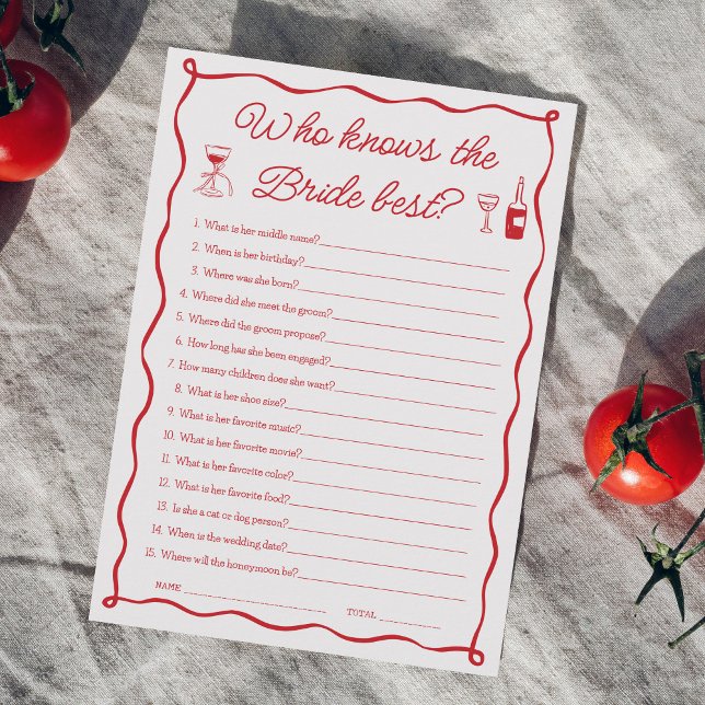 Thats Amore Who Knows the Bride Best Game Card (Creator Uploaded)