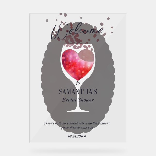 Thats Amore Winery Vino Before Vows Bridal Shower Acrylic Sign (Front)